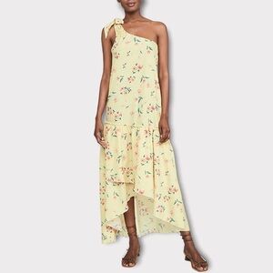 Paloma Blue Dress‎ Giselle Floral One Shoulder Midi Sz S